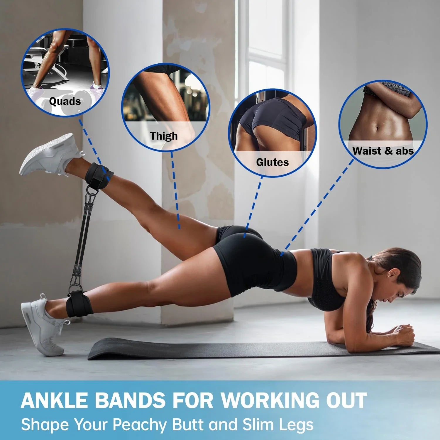 NNEOBA Ankle Resistance Bands Set for Leg and Butt Training-3