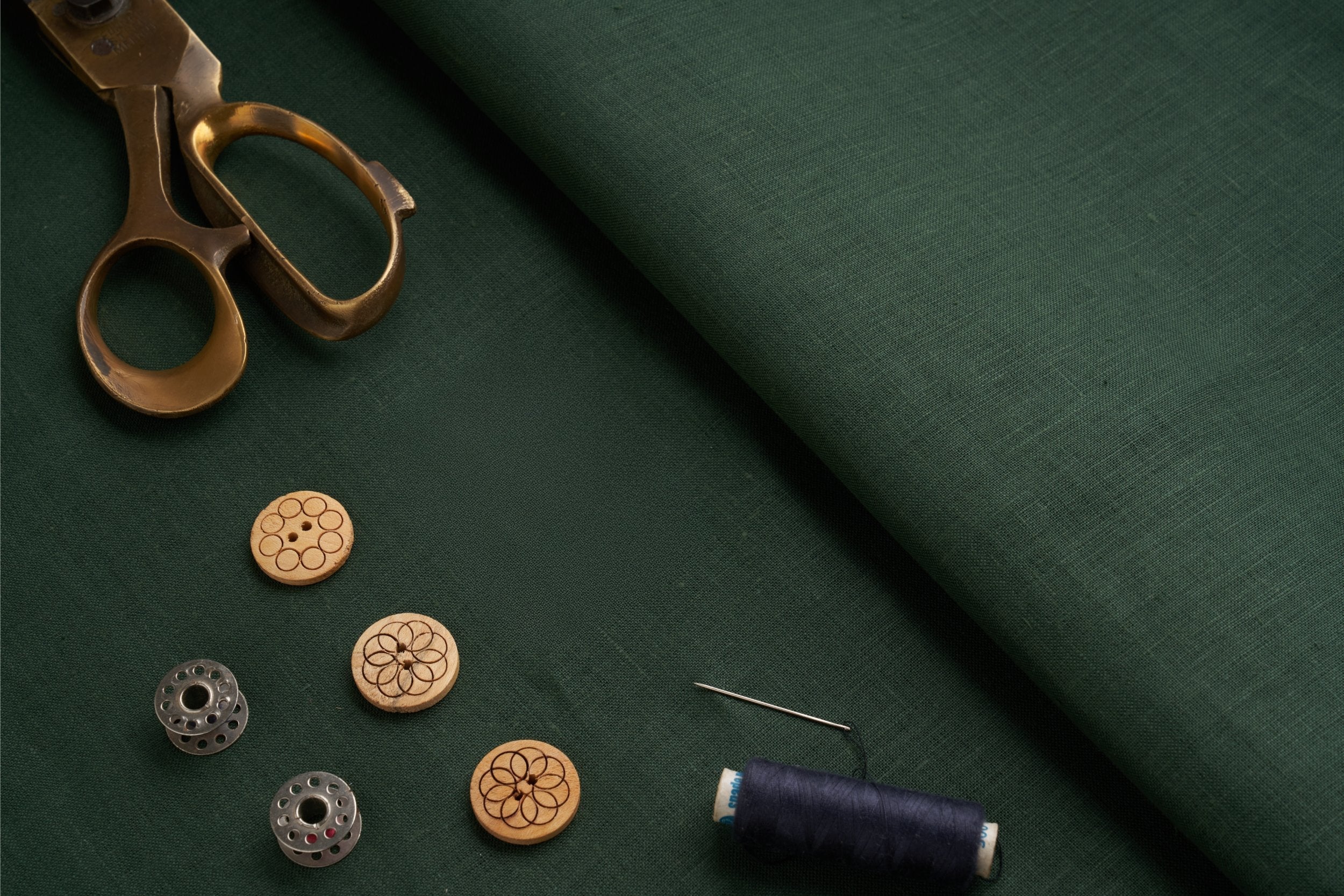 Organic Hemp Fabric - Dark Green | 170gsm | Curtains, Clothing & More-0