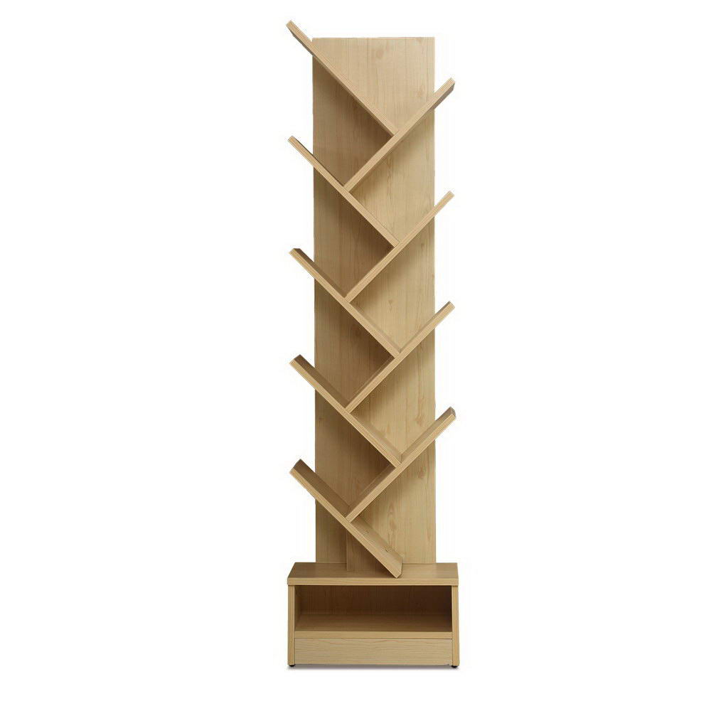 NNEDSZ Display Shelf 9-Shelf Tree Bookshelf Book Storage Rack Bookcase Natural-0