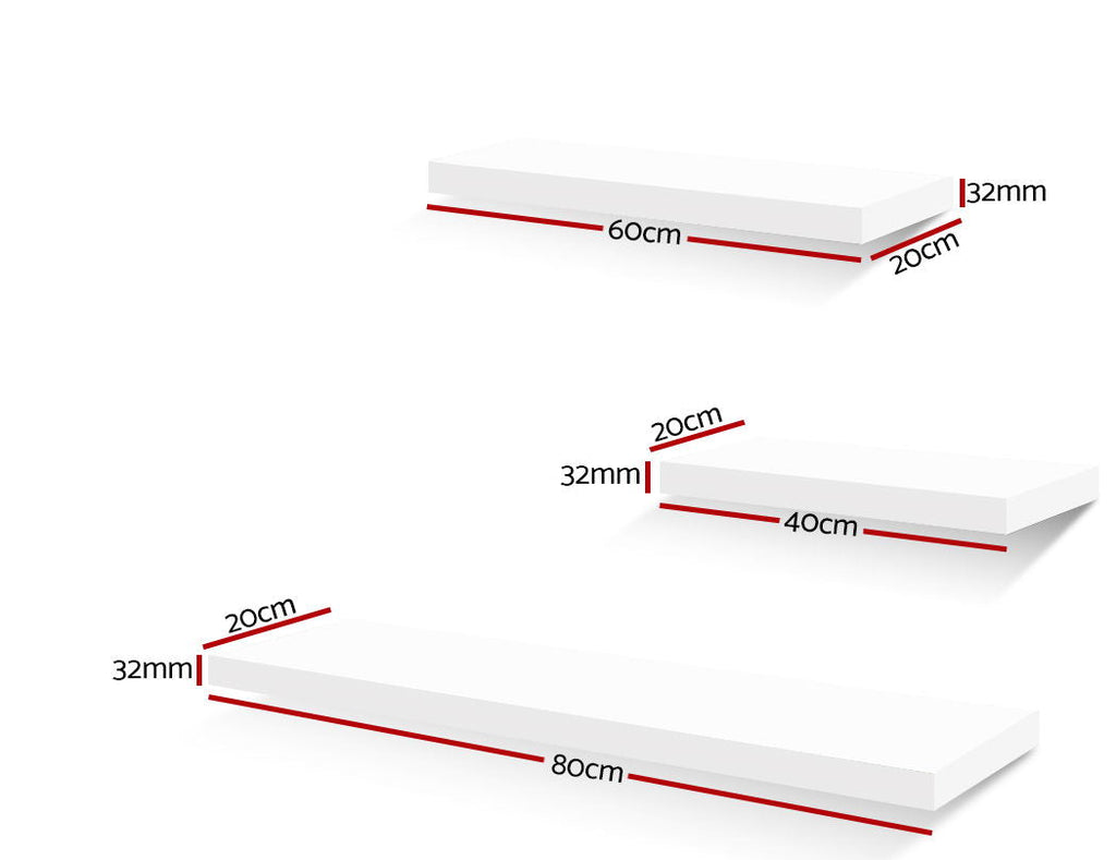 NNEDSZ 3 Piece Floating Wall Shelves - White-2