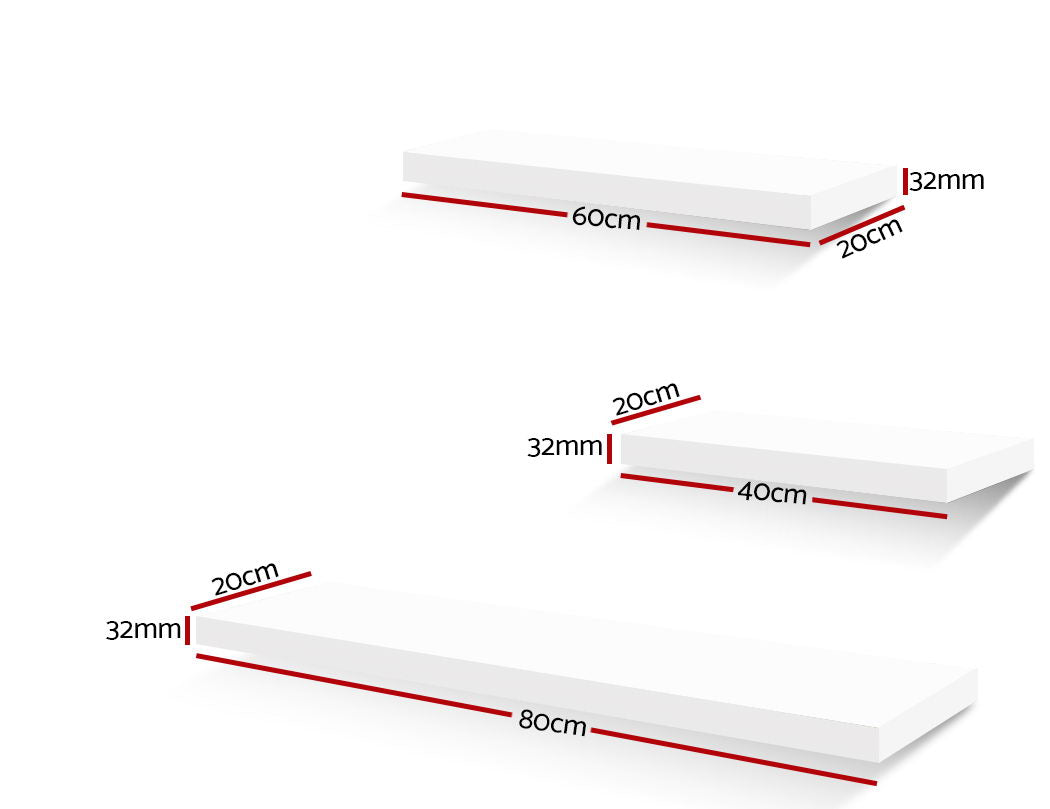 NNEDSZ 3 Piece Floating Wall Shelves - White-2