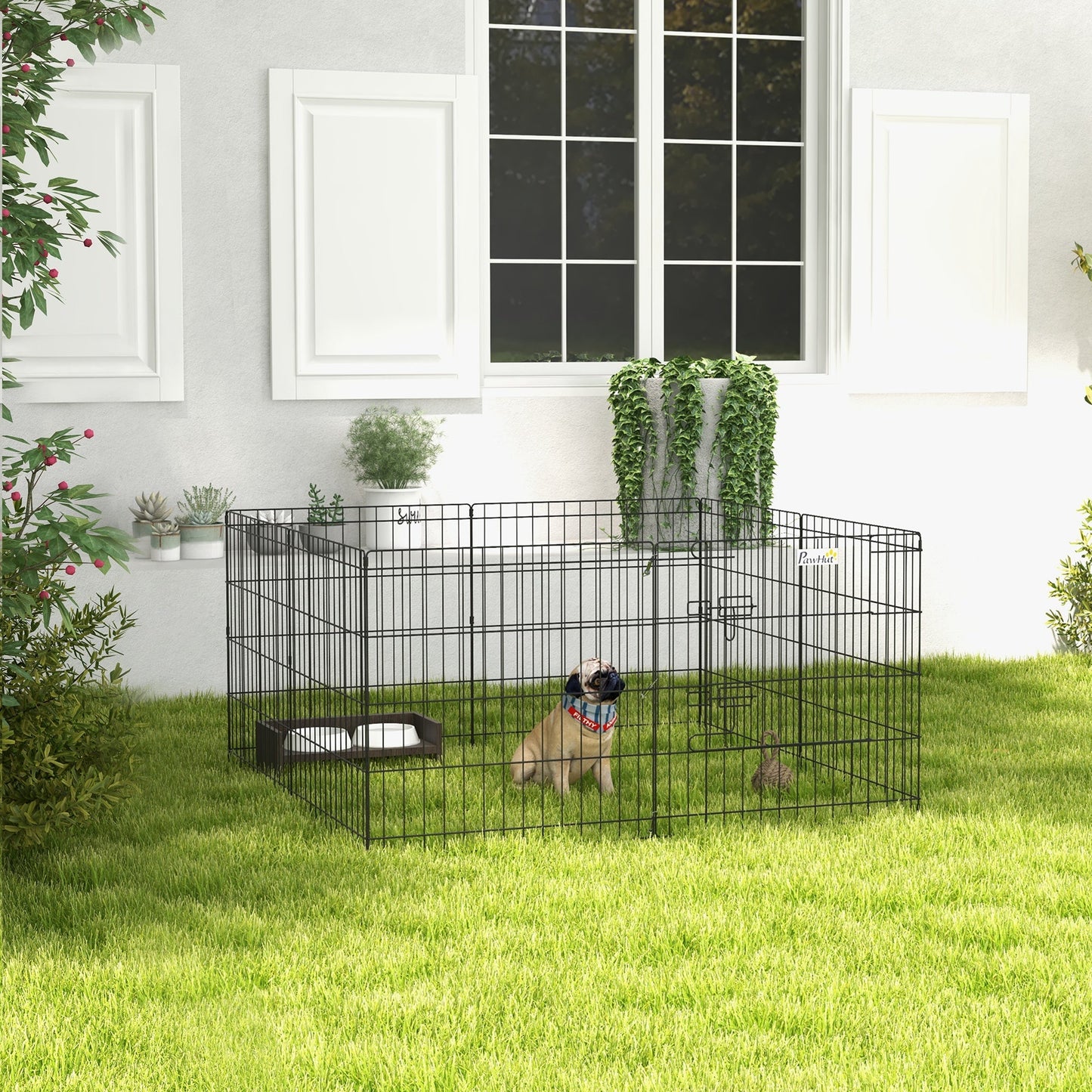 8 Panel Dog Playpen Puppy Pen Rabbits Guinea Metal Crate Pet Cage Run Indoor Outdoor, 61x61 cm-1