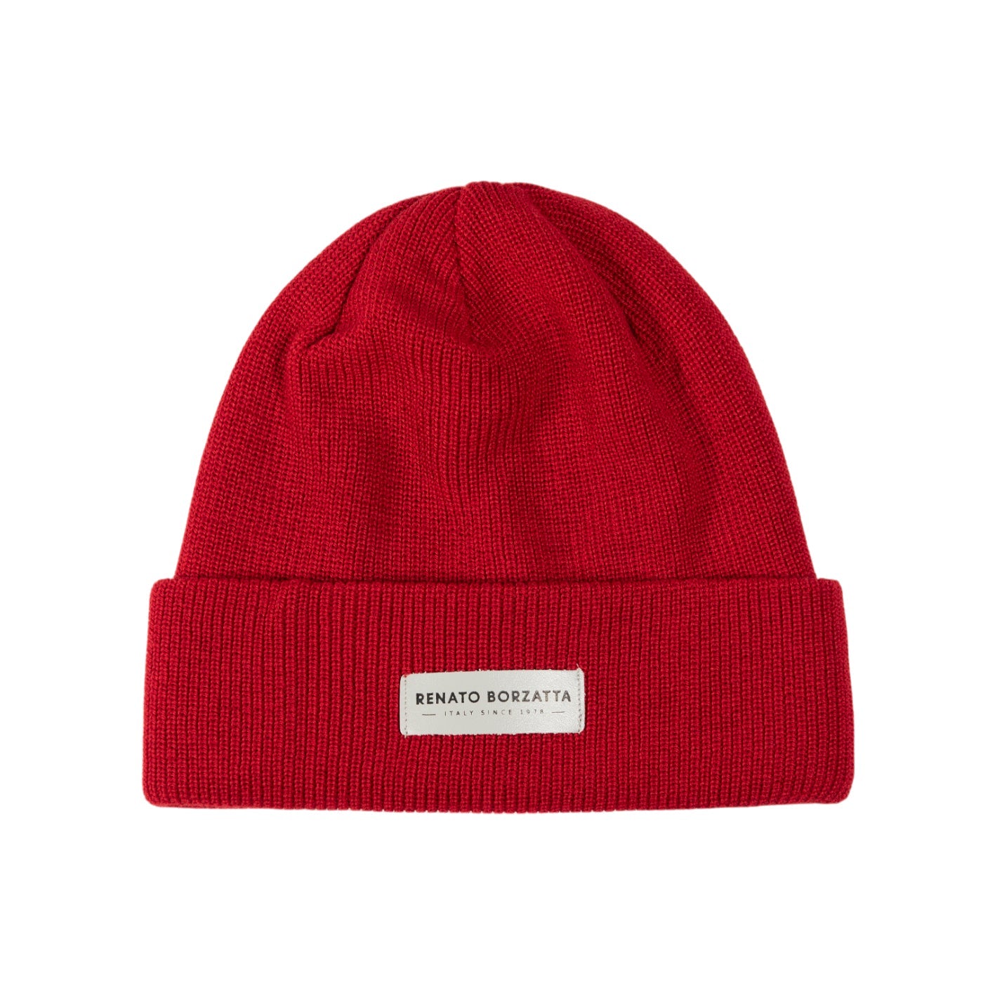 RB5001V | MONVISO Double-Layer Knit Hat in Wool Blend Made in Italy. Red - One Size