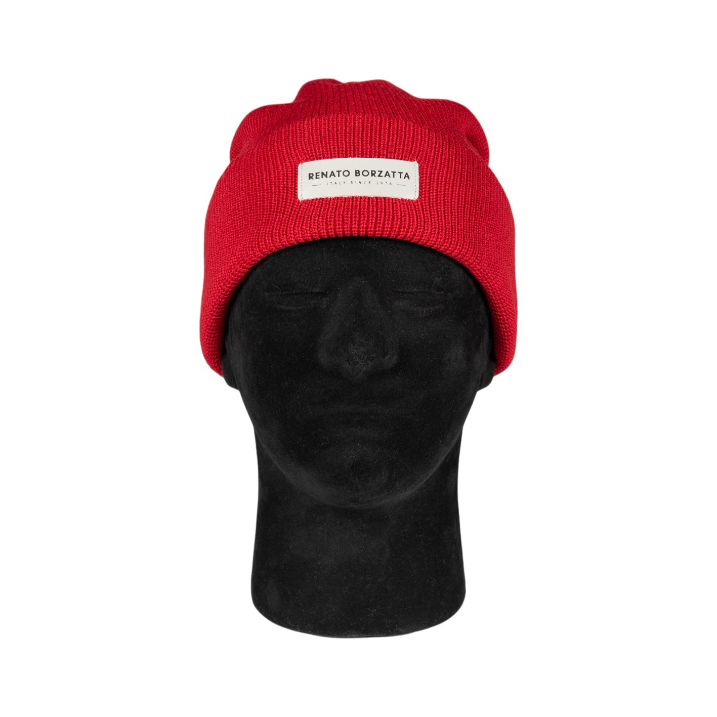 RB5001V | MONVISO Double-Layer Knit Hat in Wool Blend Made in Italy. Red - One Size