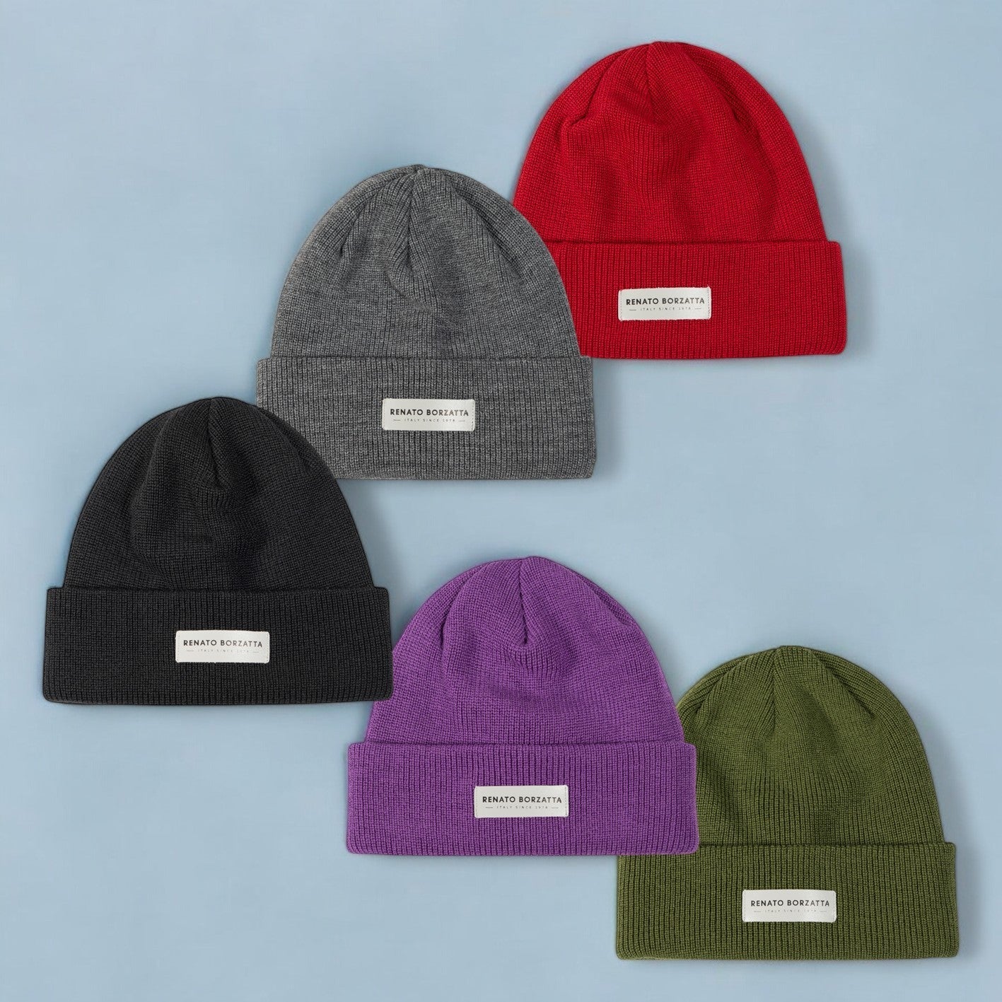RB5001V | MONVISO Double-Layer Knit Hat in Wool Blend Made in Italy. Red - One Size