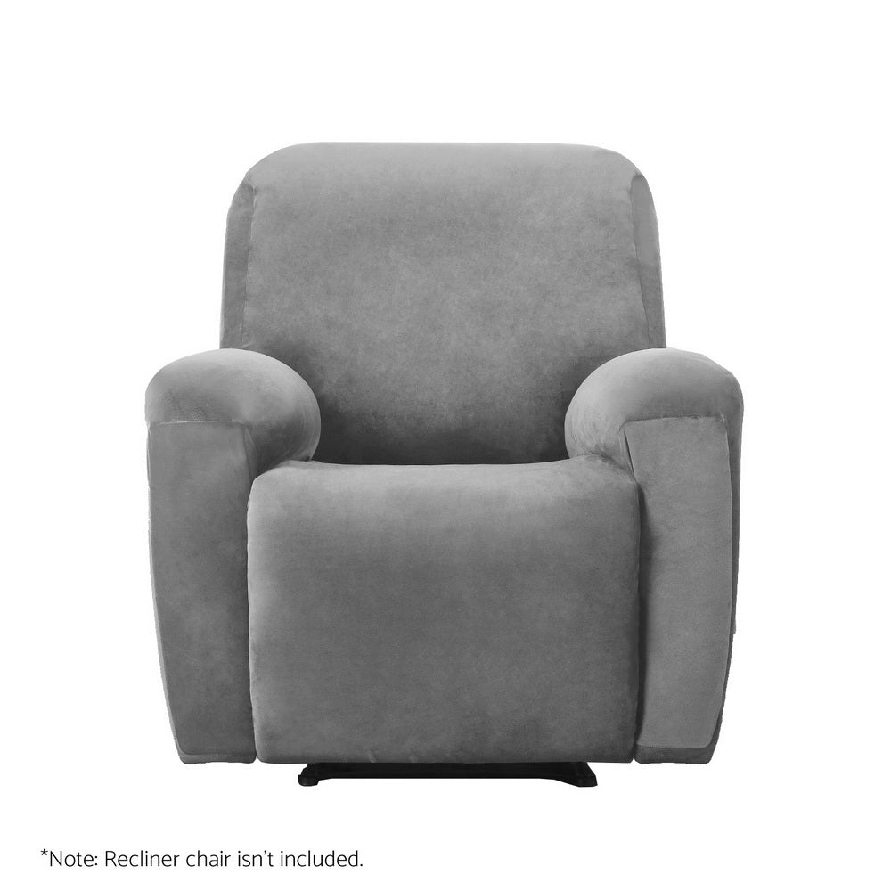 NNEDSZ Artiss Recliner Chair Covers 1 Seater Velvet Grey-2