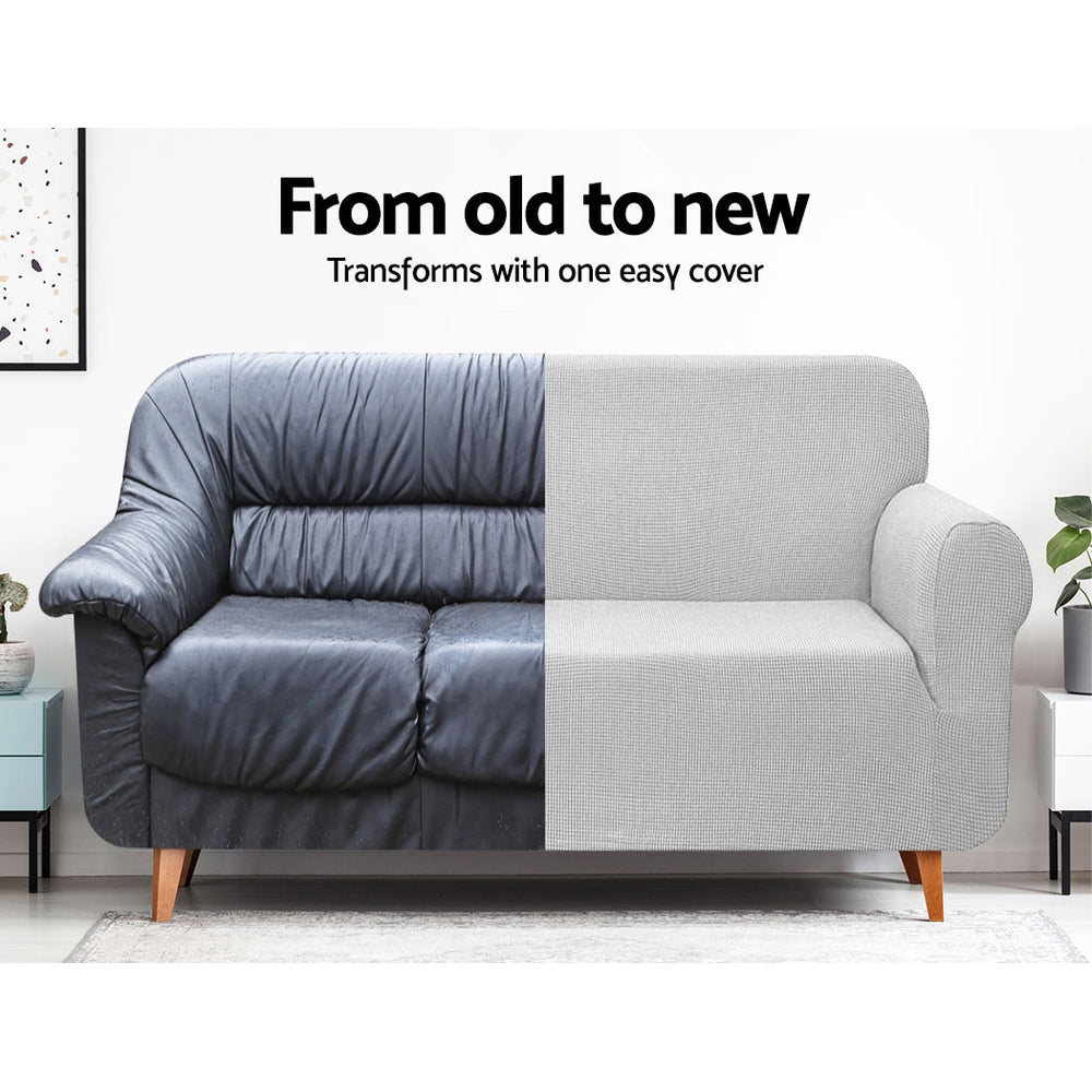 NNEDSZ  High Stretch Sofa Cover Couch Protector Slipcovers 3 Seater Grey-1