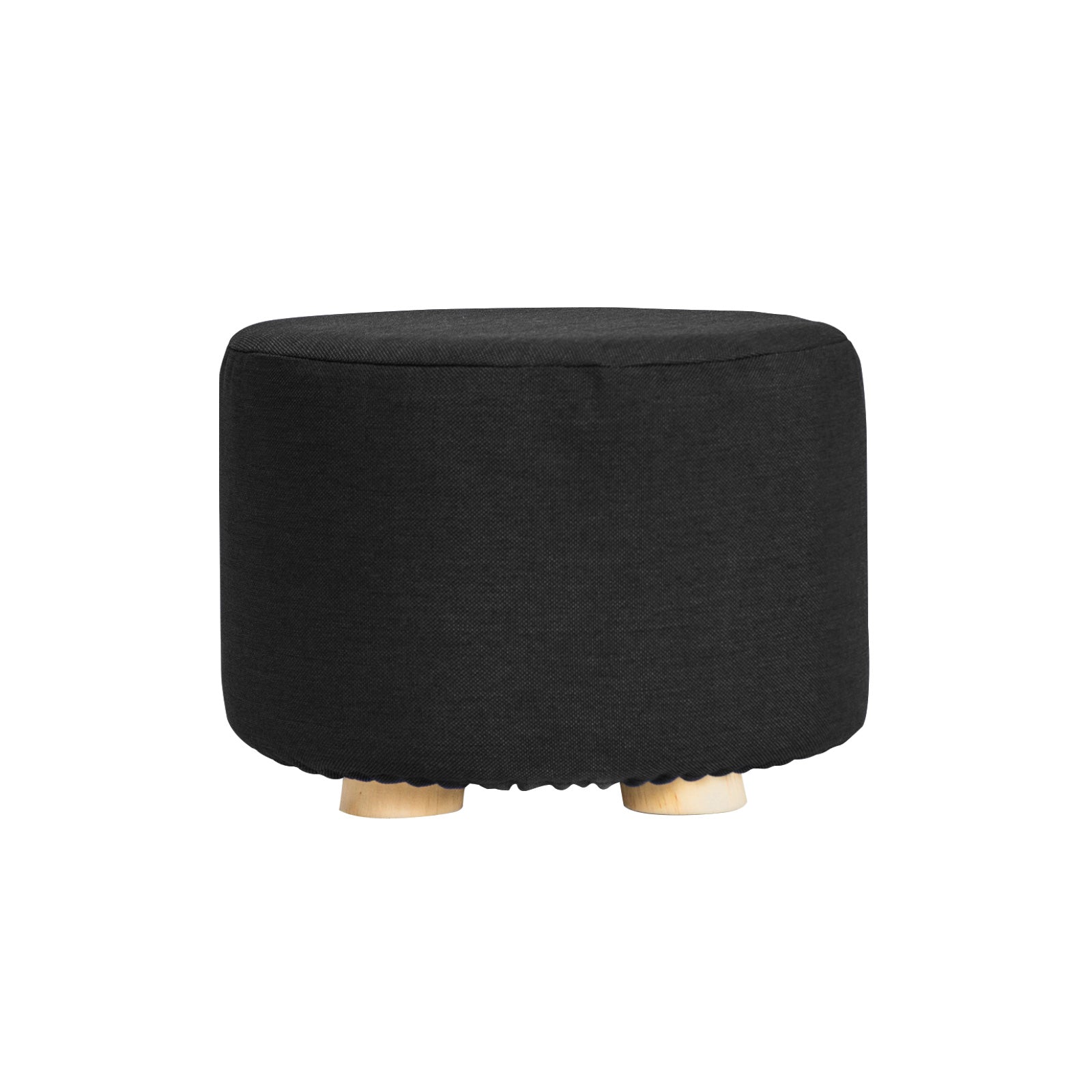 NNEDSZ Black Fabric Ottoman Round Wooden Leg Foot Stool-0
