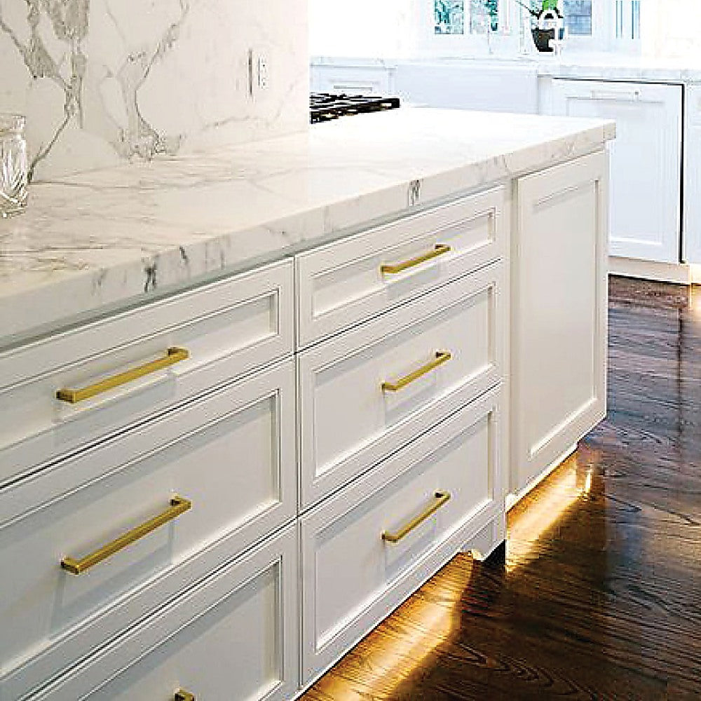 NNEDSZ 15x Brushed Brass Drawer Pulls Kitchen Cabinet Handles - Gold Finish 128mm-1