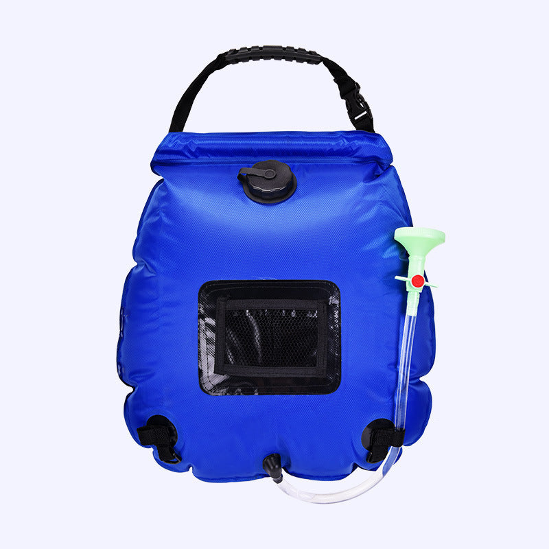 NNEDSZ Blue Portable Solar Camping Shower Bag, Foldable 20L Outdoor Water Storage Bag with Temperature Display for Easy Use-0