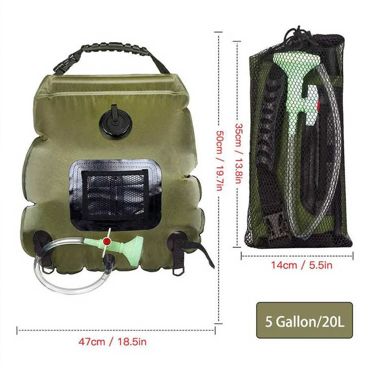NNEDSZ Blue Portable Solar Camping Shower Bag, Foldable 20L Outdoor Water Storage Bag with Temperature Display for Easy Use-2