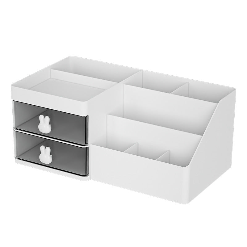 NNEDSZ Pink Drawer-Style Cosmetic Organizer - Multifunctional Jewelry Storage Box for Desk - Minimalist Desk Organizer for Students-4