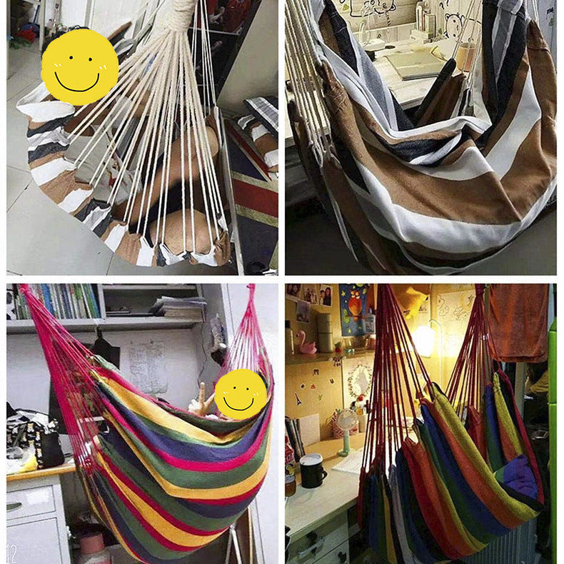 NNEDSZ Colorful Striped Hammock Chair with Ropes and Storage Bag - Red Stripes-4