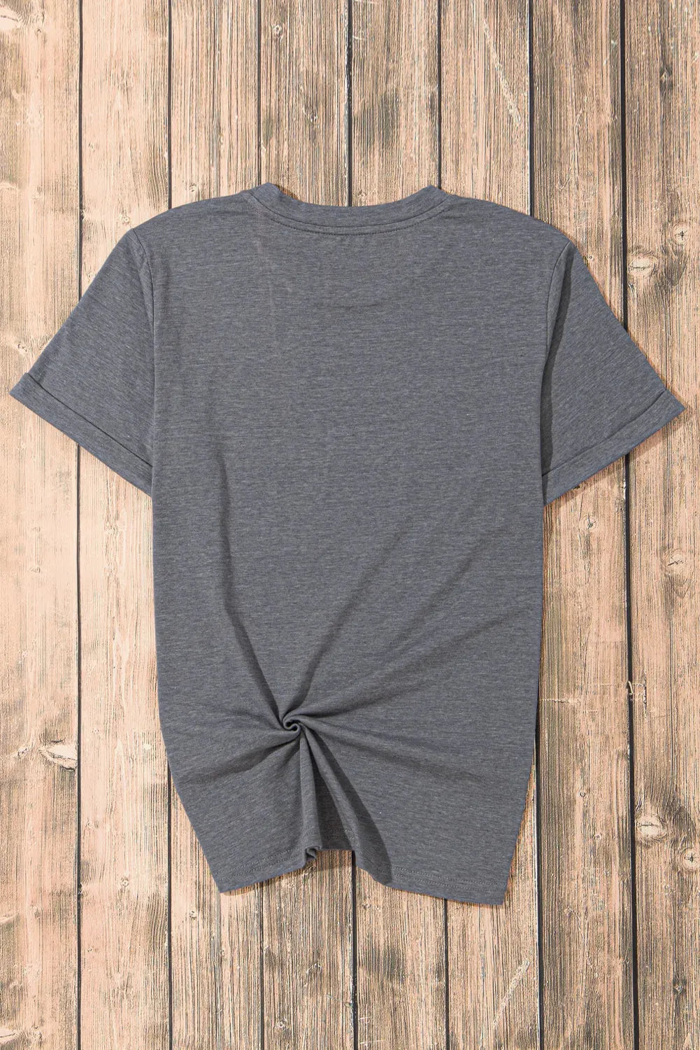 Gray Casual Plain Crew Neck Tee-3