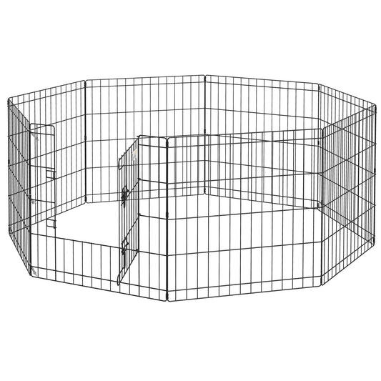 8 Panel Dog Playpen Puppy Pen Rabbits Guinea Metal Crate Pet Cage Run Indoor Outdoor, 61x61 cm-0