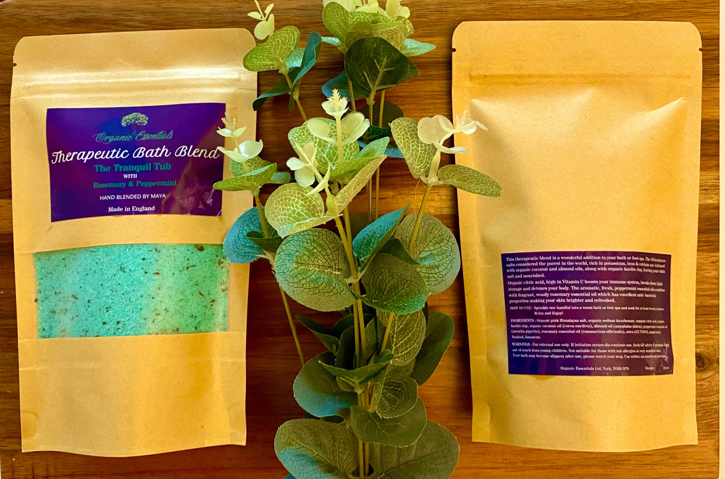 Peppermint & Rosemary Luxury Natural Bath Blend in Eco-Pouch-0