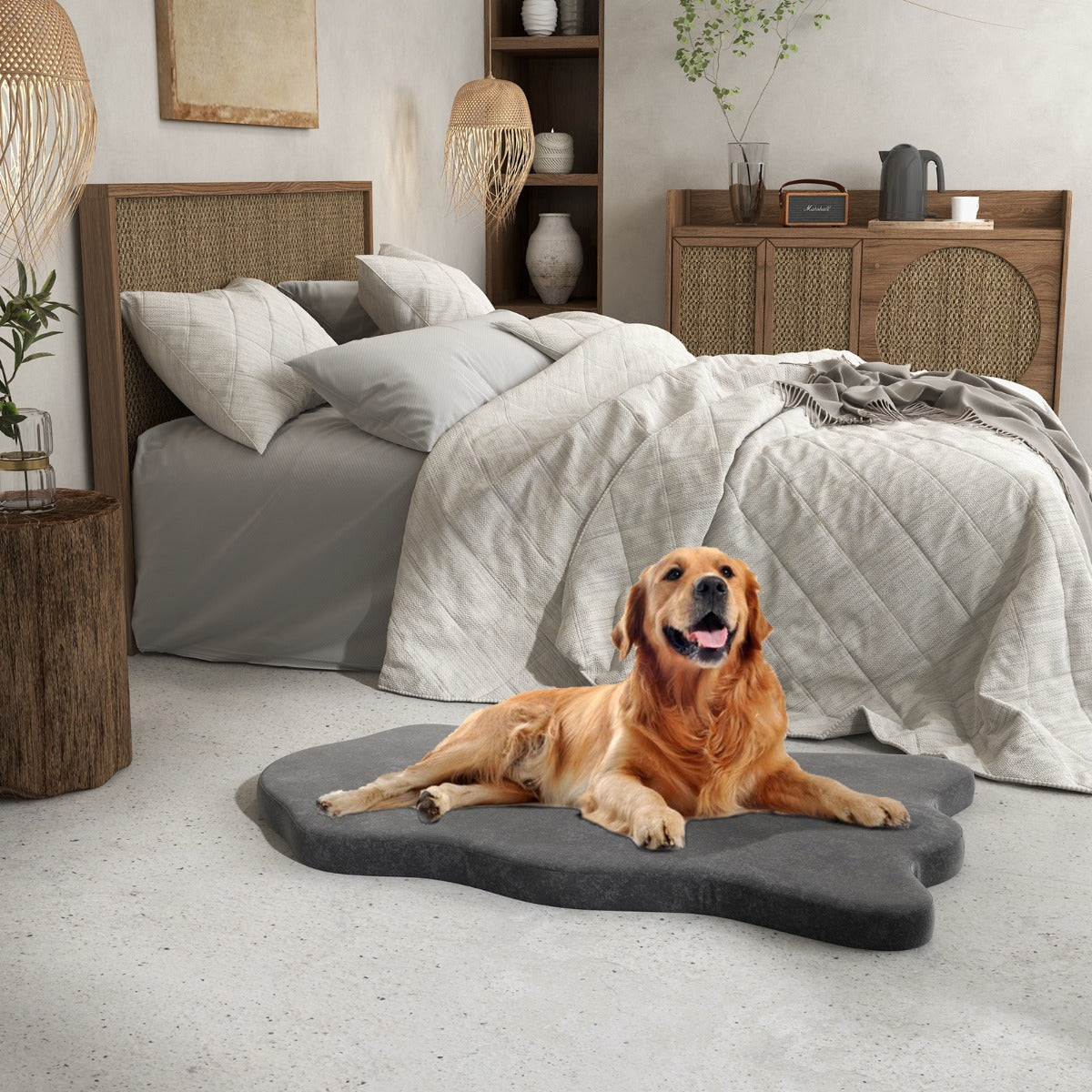 NNECW Orthopedic Dog Bed with Memory Foam Support for Pet-Grey-4