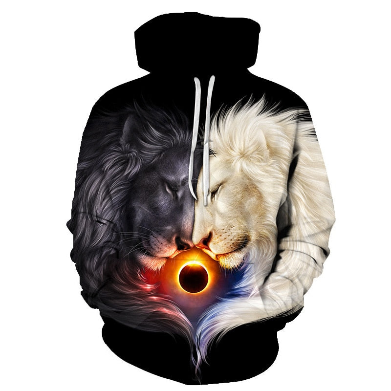 Novelty Flame Lion Hoodie Men's Animal Men's Clothing Flame Hoodie Sweatshirt Sweatshirt 3D Hoodie Sportswear Unisex clothing-0