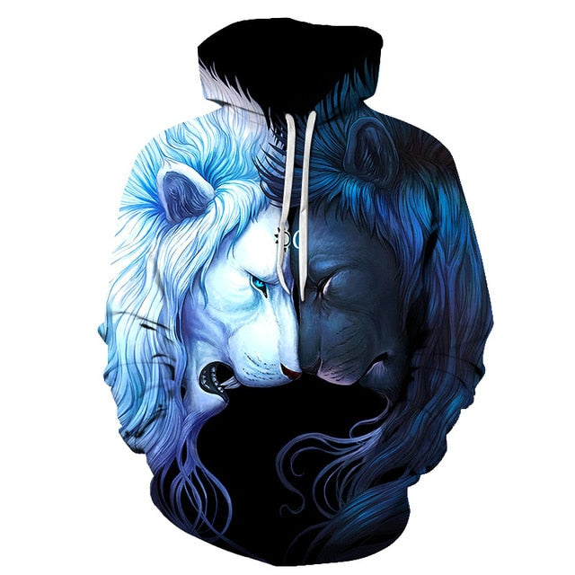 Novelty Flame Lion Hoodie Men's Animal Men's Clothing Flame Hoodie Sweatshirt Sweatshirt 3D Hoodie Sportswear Unisex clothing-12