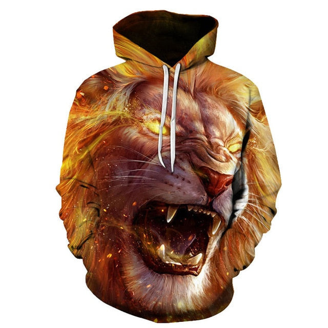 Novelty Flame Lion Hoodie Men's Animal Men's Clothing Flame Hoodie Sweatshirt Sweatshirt 3D Hoodie Sportswear Unisex clothing-7