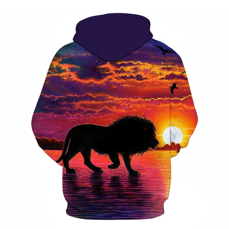 Novelty Flame Lion Hoodie Men's Animal Men's Clothing Flame Hoodie Sweatshirt Sweatshirt 3D Hoodie Sportswear Unisex clothing-4