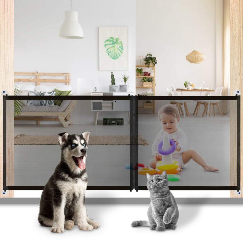 Pet Dog Fence Gate Safe Guard Safety Enclosure Dog Fences Dog Gate The Ingenious Mesh Magic Pet Gate Pet supplies