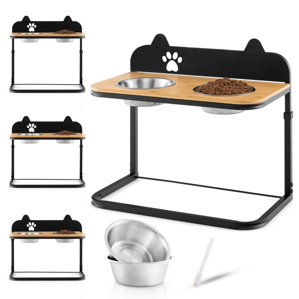 NNECW Metal Raised Dog Bowl Stand with 2 Stainless Steel Food Water Bowls for Medium/Large Dogs-1