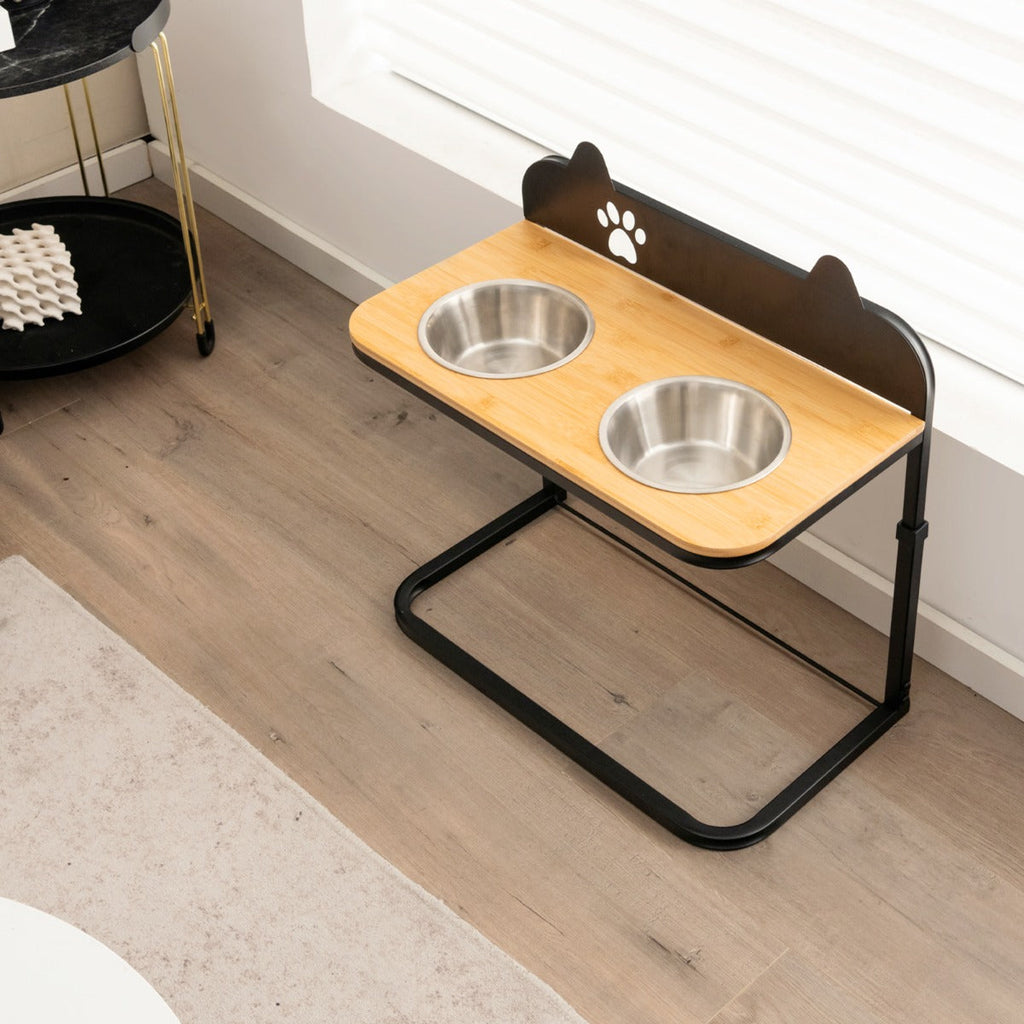 NNECW Metal Raised Dog Bowl Stand with 2 Stainless Steel Food Water Bowls for Medium/Large Dogs-4